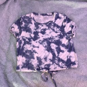 blue tie die cropped shirt
